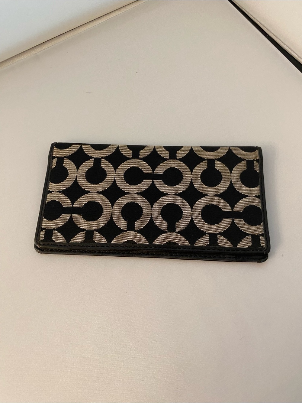 Coach Black and Cream Signature Long Wallet